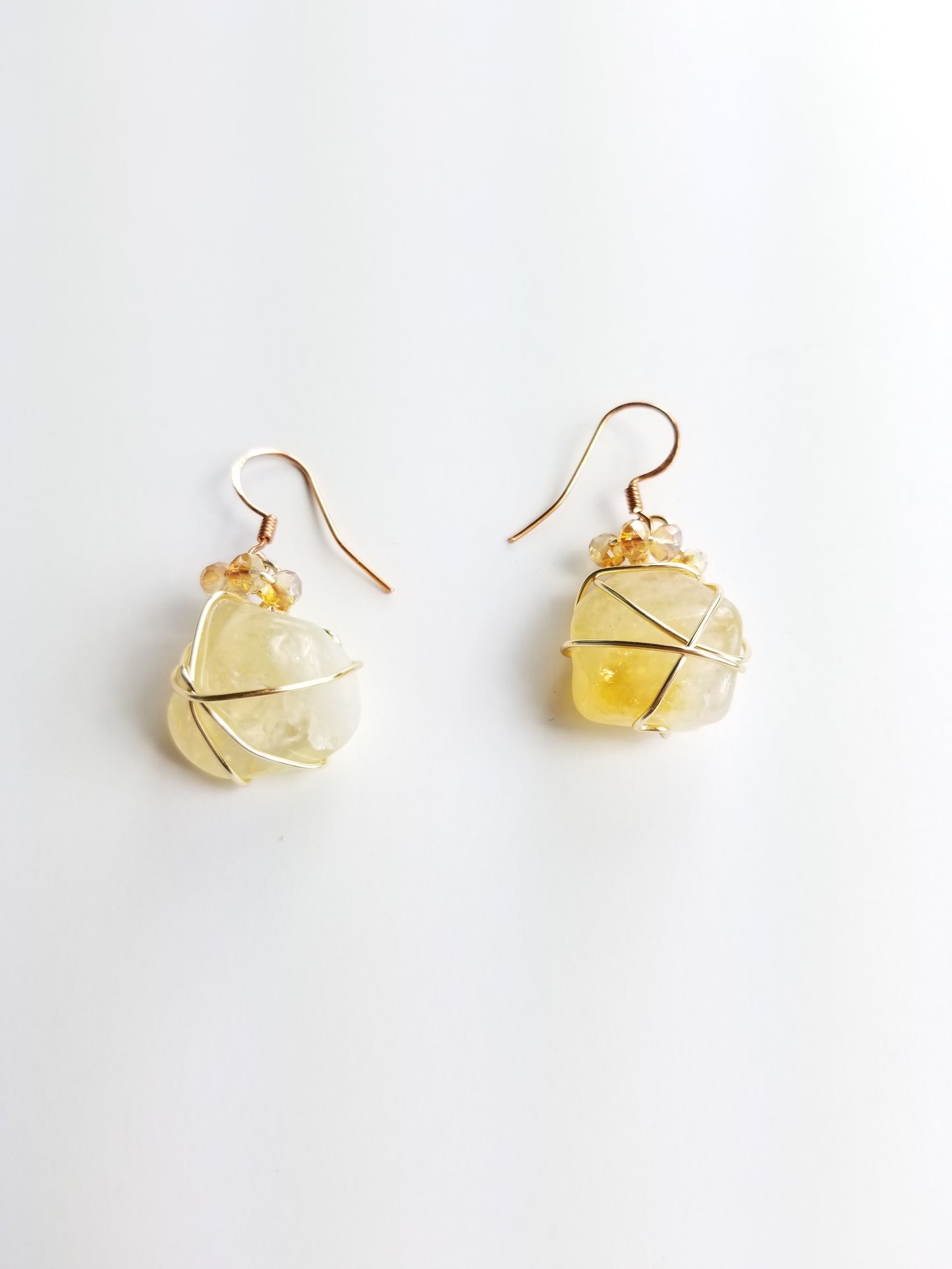 Citrine crystals, drop earrings~ one of a kind crystal jewelry