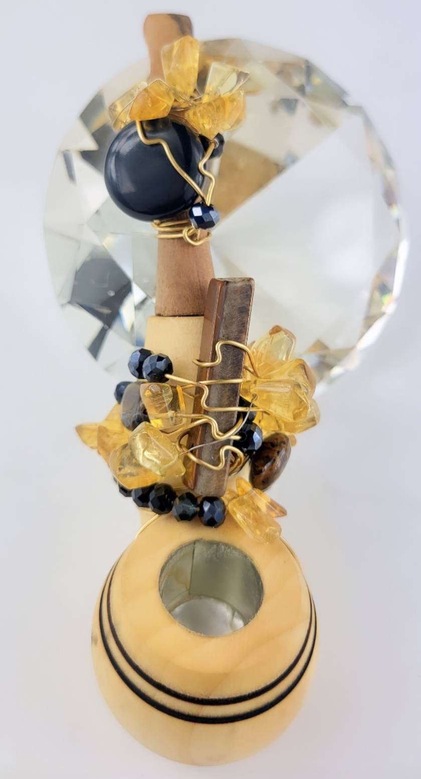 Citrine, Black Obsidian, Tiger Eye Crystal Pipe