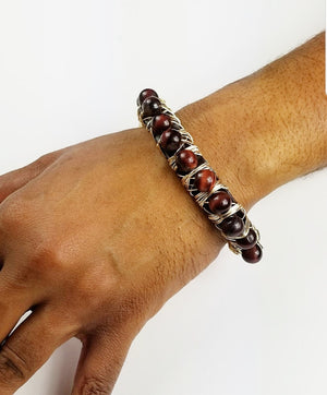 Red Tiger eye stone bracelet, one of a kind crystal jewelry