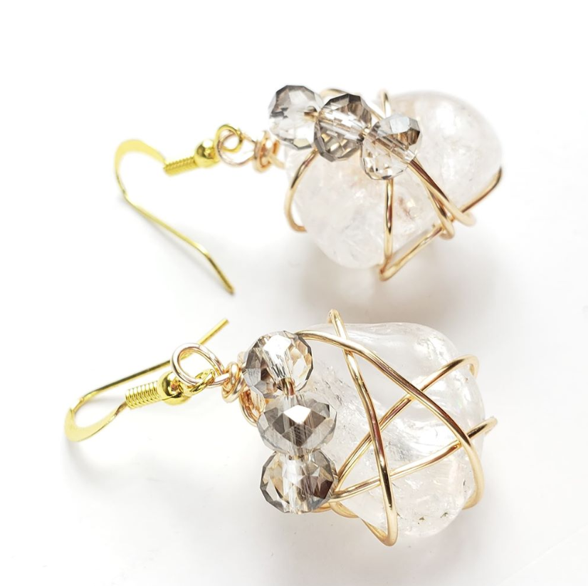 Clear quartz crystal drop earrings~ one of a kind crystal jewelry