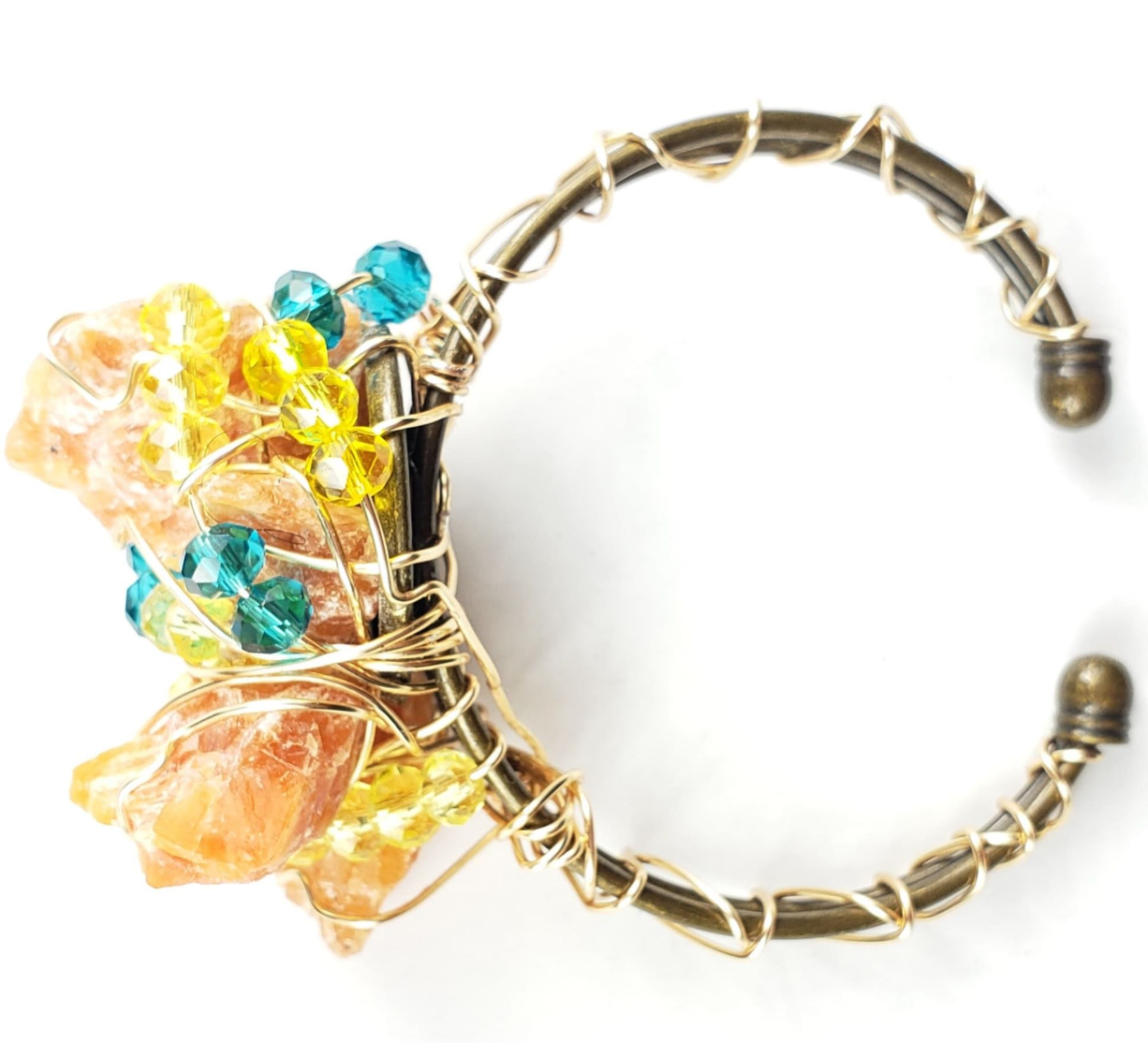 Orange Calcite galaxy bracelet~ one of a kind crystal jewelry