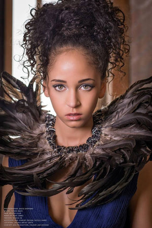 Non-tarnished silver wire Feather Collar, one of a kind jewelry