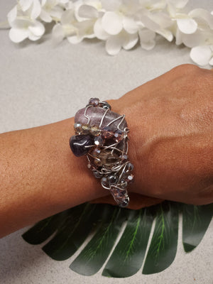 Lepidolite  Cluster Bracelet~One of a kind Crystal jewelry