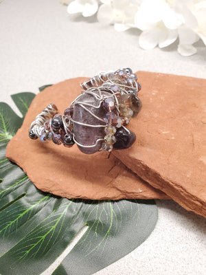 Lepidolite  Cluster Bracelet~One of a kind Crystal jewelry