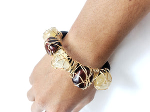 Tiger eye & Citrine leather bracelet