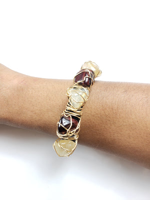 Tiger eye & Citrine leather bracelet