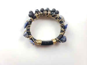 Sodalite, hematite & Lava stone bracelet~ One of a kind crystal jewelry