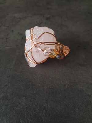 Crystal Cluster Rose Quartz Galaxy Ring-One of a kind raw crystal jewelry