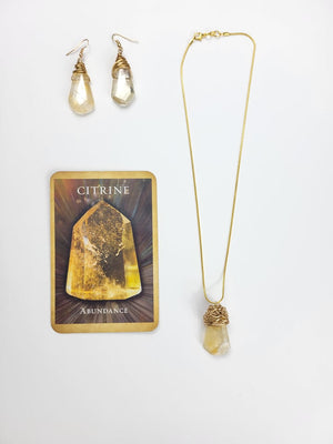 Citrine Crystal Necklace Set