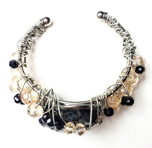 Raw Black Tourmaline Bracelet, one of a kind crystal jewelry