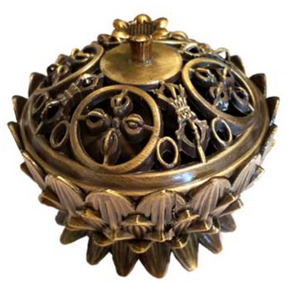 Lotus Incense Burner, Antique Bronze