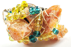 Orange Calcite galaxy bracelet~ one of a kind crystal jewelry