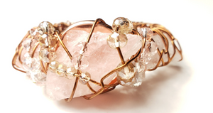 Raw Rose quartz Crystal Bracelet~One of a kind jewelry