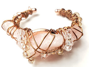 Raw Rose quartz Crystal Bracelet~One of a kind jewelry