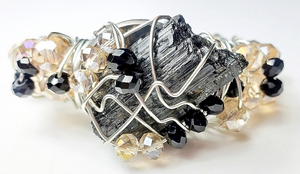Raw Black Tourmaline Bracelet, one of a kind crystal jewelry