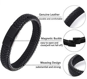 Sodalite and Black Tourmaline leather bracelet ~One of a kind jewelry
