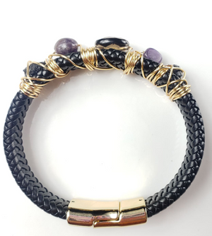 Leather Crystal Healing Bracelet